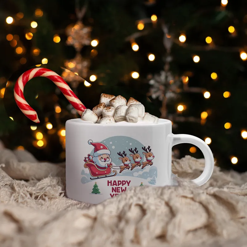 Happy New Year Santa Mug for Holiday Gifting