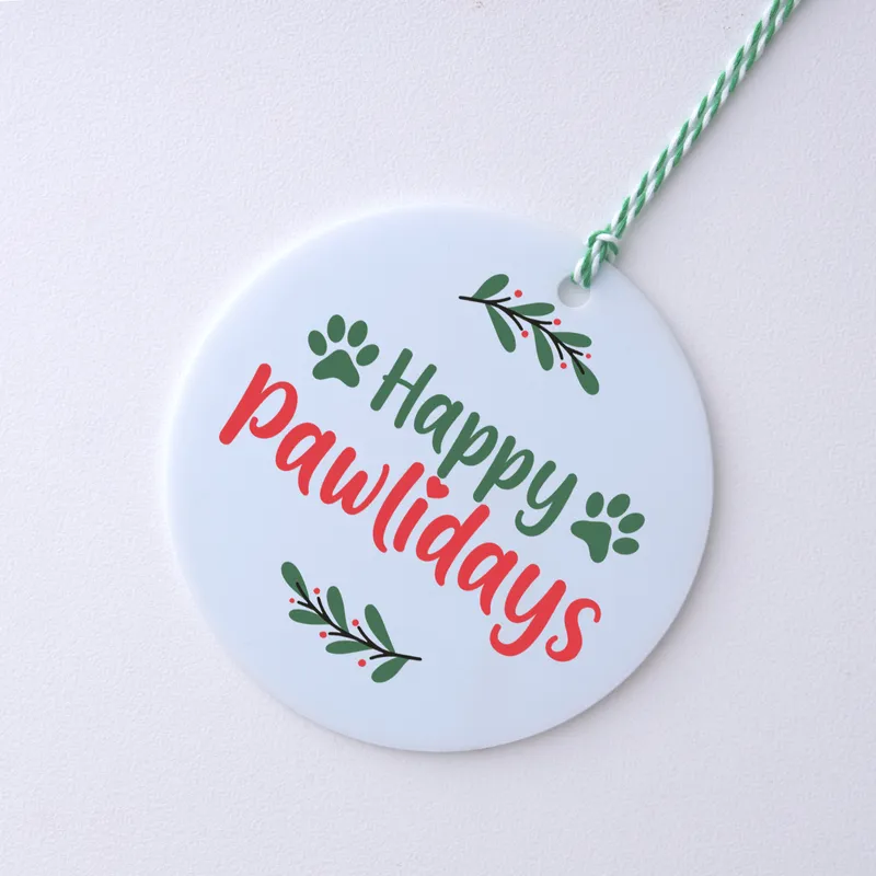 Happy Pawlidays Personalised Pet Ornament