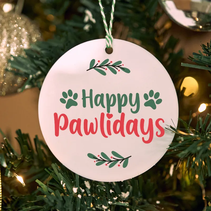 Happy Pawlidays Personalised Pet Ornament