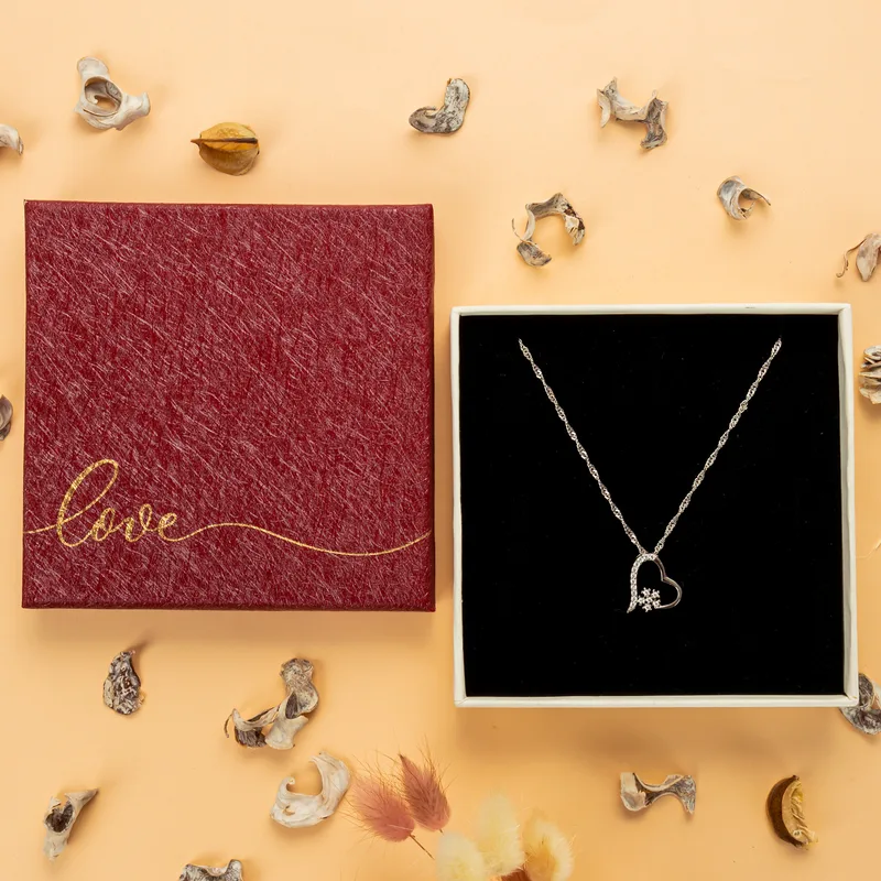 Elegant Zircon Snowflake Heart Necklace for Her