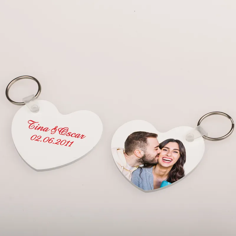Heart Design Picture and Note Printed Keychain