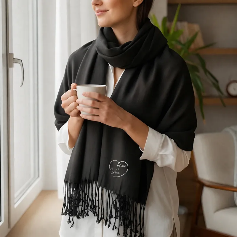 Personalised Heart Textured Shawl for Mum