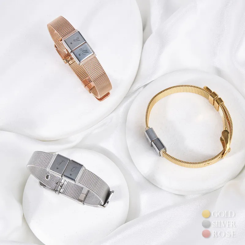 Heart Designed Steel Mesh Bracelet