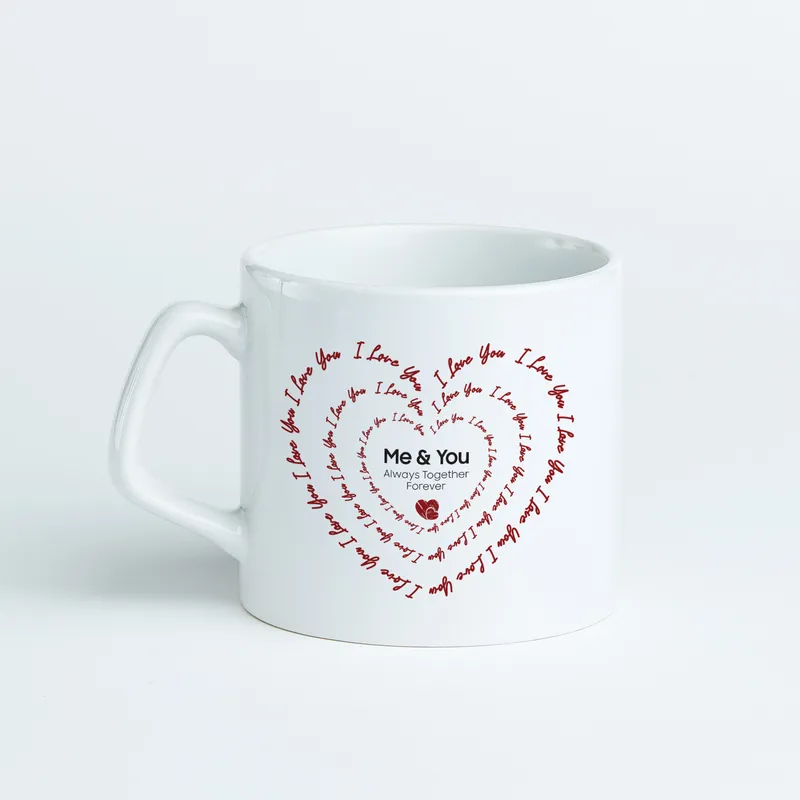 Heart Pattern Love You Coffee Mug