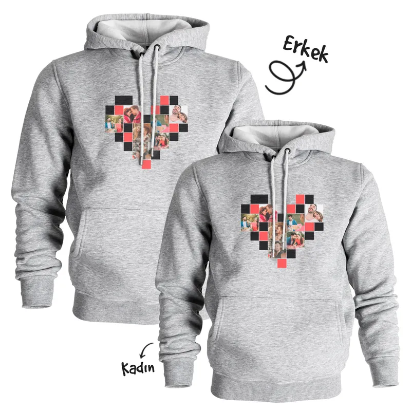 Heart Photo Collage Couple's Hooded Sweatshirt