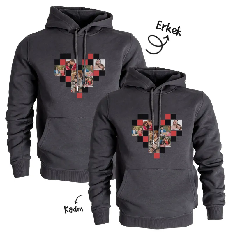 Heart Photo Collage Couple's Hooded Sweatshirt