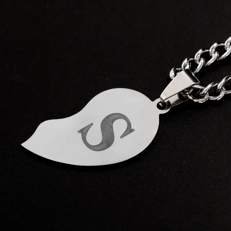 Personalised Couples Initial Heart Puzzle Necklace Set