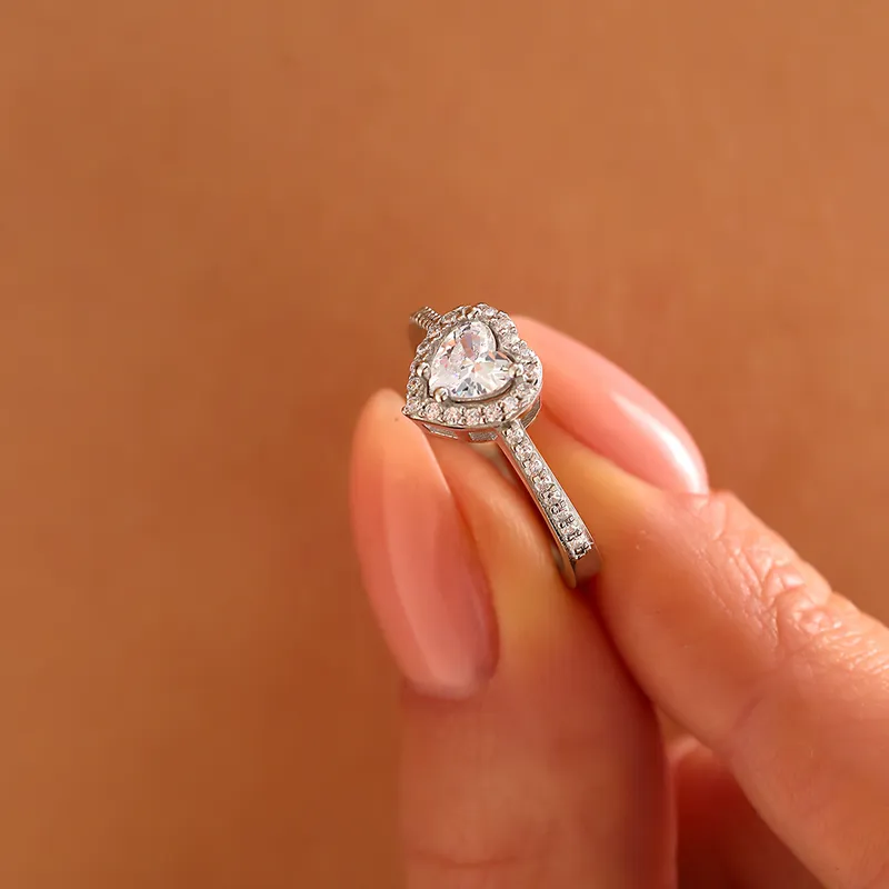 Heart Shaped Zircon Sterling Silver Ring for Her