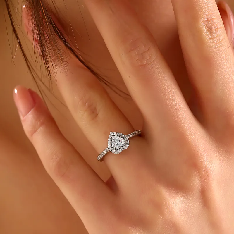 Heart Shaped Zircon Sterling Silver Ring for Her