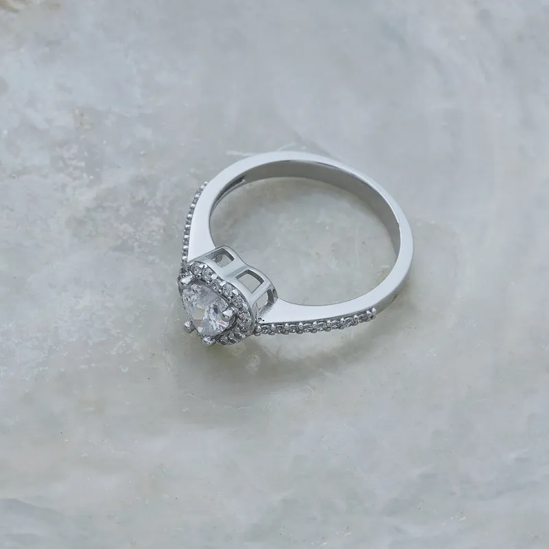 Heart Shaped Zircon Sterling Silver Ring for Her