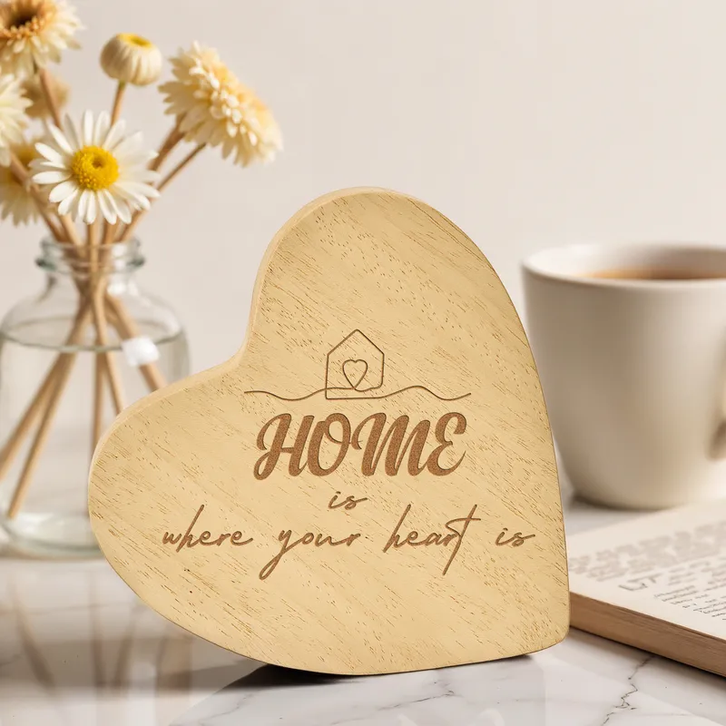 Heartfelt Home Desk Decor with 'Home Is Where Your Heart Is' Inscription