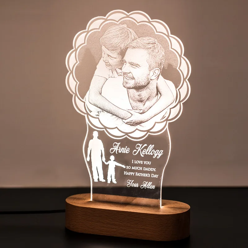 Hero Dad Father's Day Led Lamp with Picture