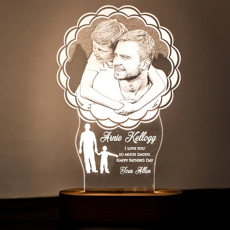 Hero Dad Father's Day Led Lamp with Picture