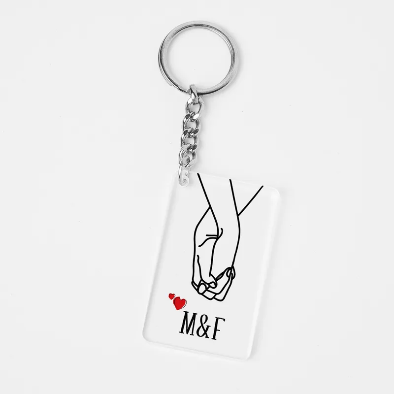 Personalised Couples Keyring with Holding Hands Design