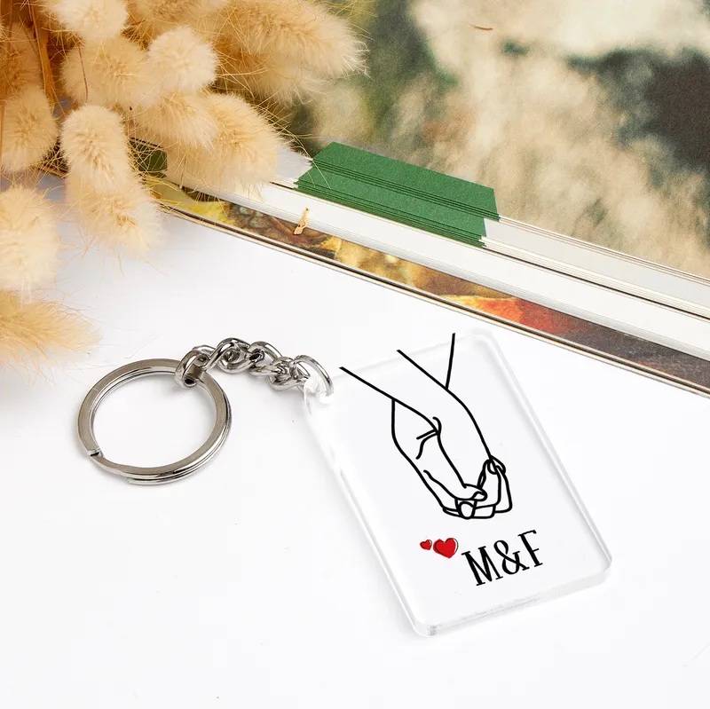 Personalised Couples Keyring with Holding Hands Design