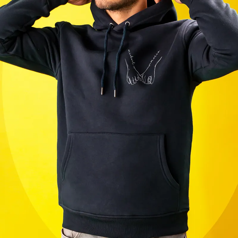 Personalised Holding Hands Couple Sweatshirt Set