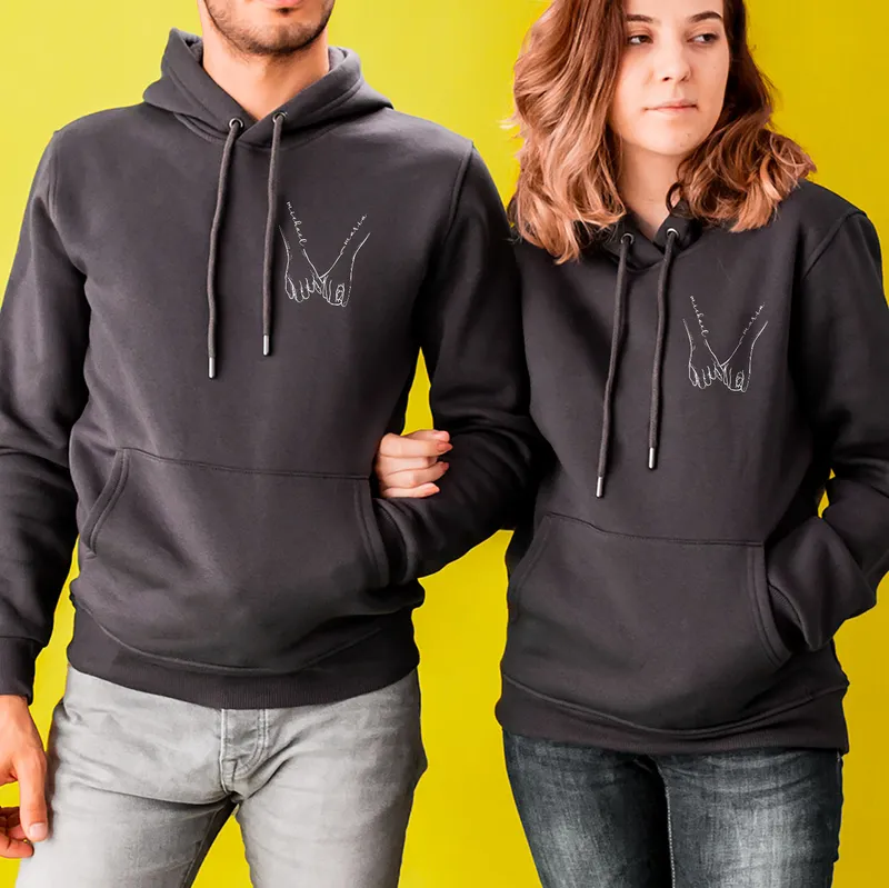 Personalised Holding Hands Couple Sweatshirt Set