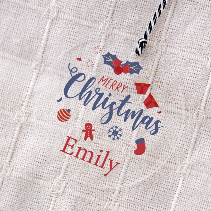 Holiday Keepsake Personalized Ornament - Transparent Acrylic