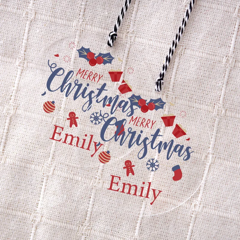 Holiday Keepsake Personalized Ornament - Transparent Acrylic