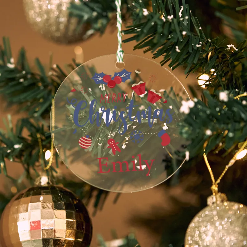 Holiday Keepsake Personalized Ornament - Transparent Acrylic