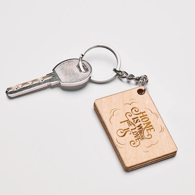 Home Is Where Love Is Engraved Wooden Keychain