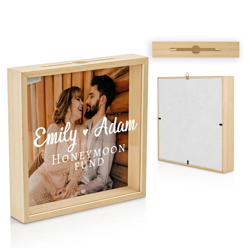 Honeymoon Gift Ideas Wooden Piggy Bank Collection Box