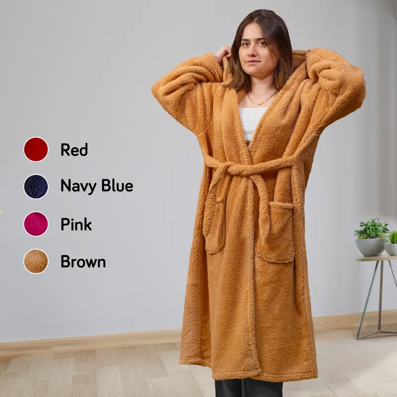 Hooded Wearable Fleece Blanket with Belt