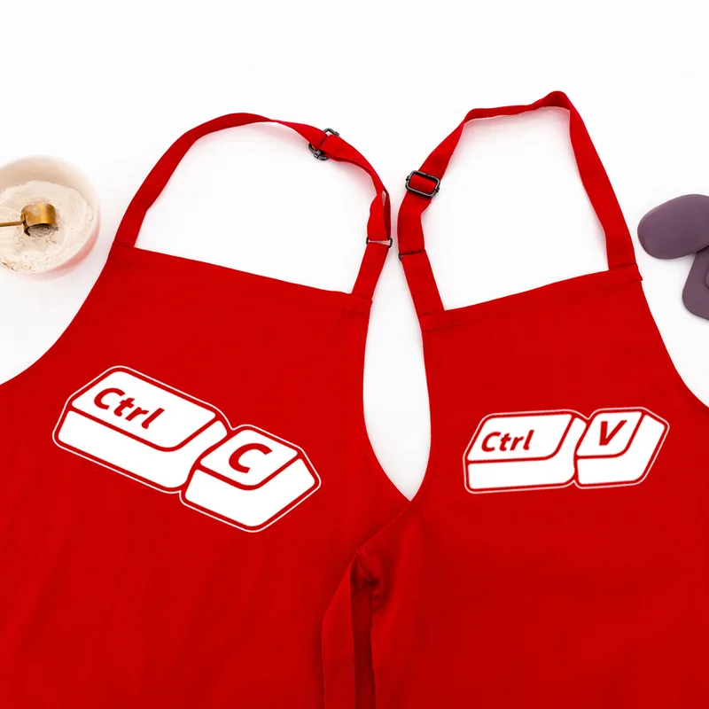 Humorous Father and Child 2 Pcs Kitchen Apron with Copy of Father's Design