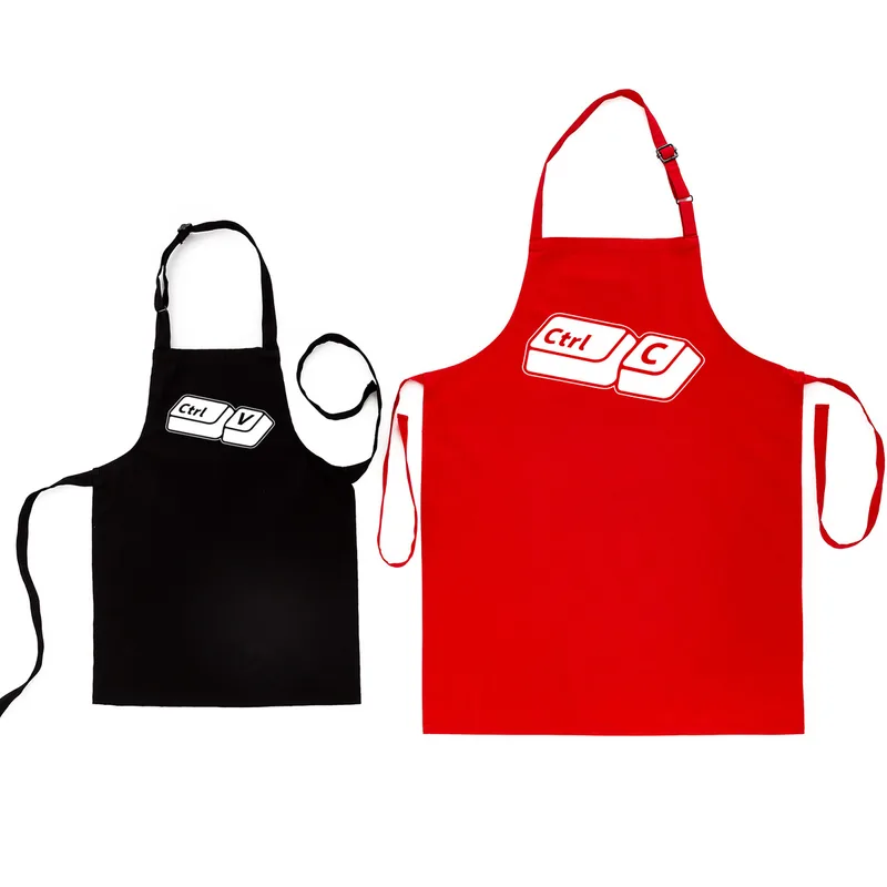Humorous Father and Child 2 Pcs Kitchen Apron with Copy of Father's Design