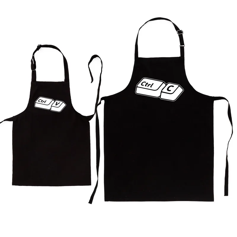 Humorous Father and Child 2 Pcs Kitchen Apron with Copy of Father's Design