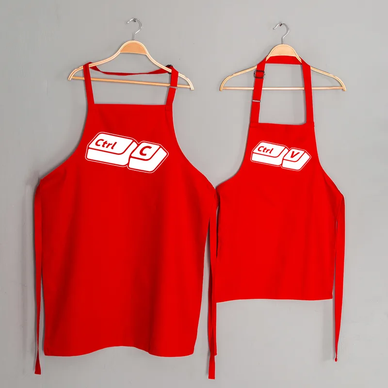 Humorous Father and Child 2 Pcs Kitchen Apron with Copy of Father's Design