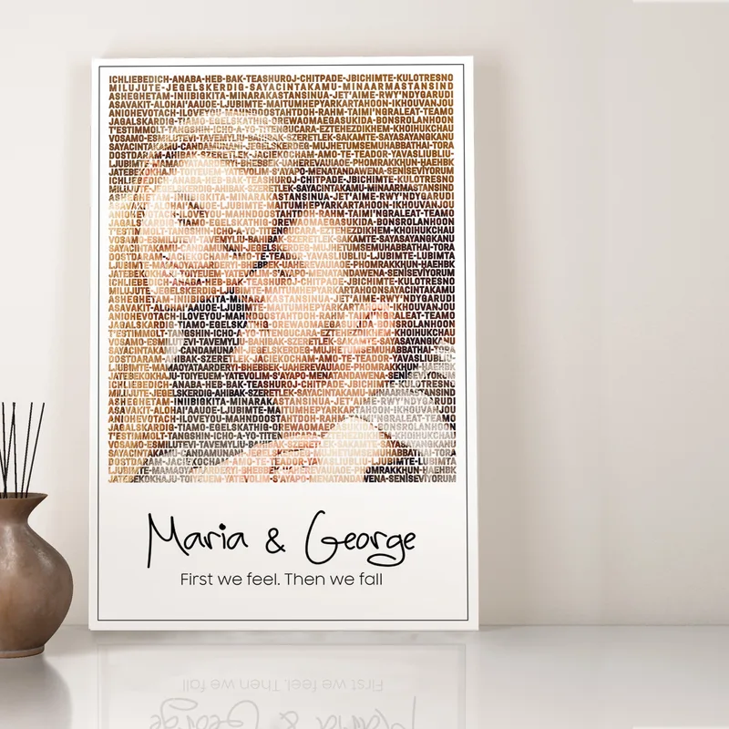 I Love You in 100 Languages Photo Printed Canvas Print 11.75 x 15.75 inches