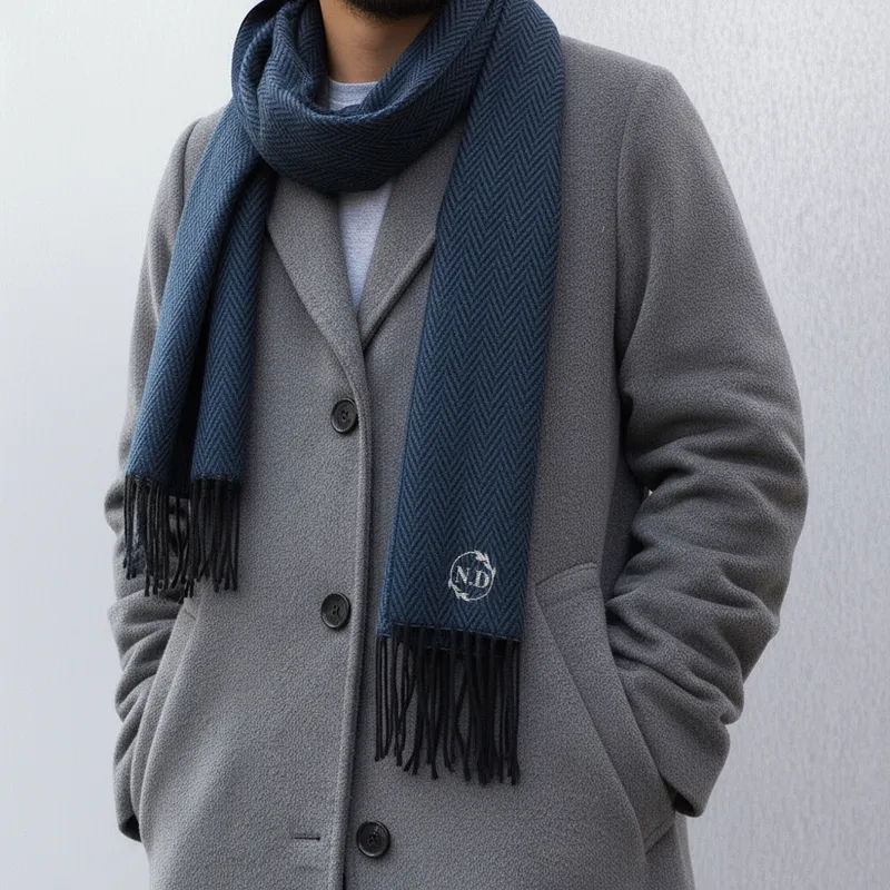 Personalised Monogram Men's Scarf with Elegant Embroidery