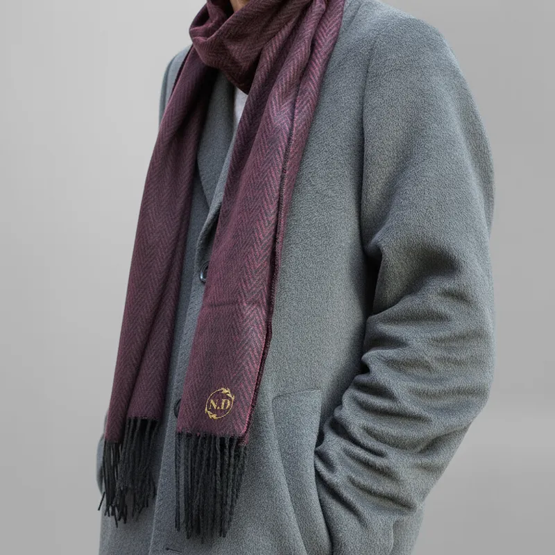 Personalised Monogram Men's Scarf with Elegant Embroidery