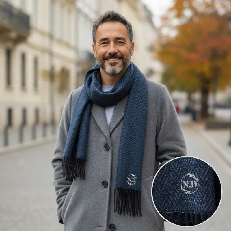 Personalised Monogram Men's Scarf with Elegant Embroidery