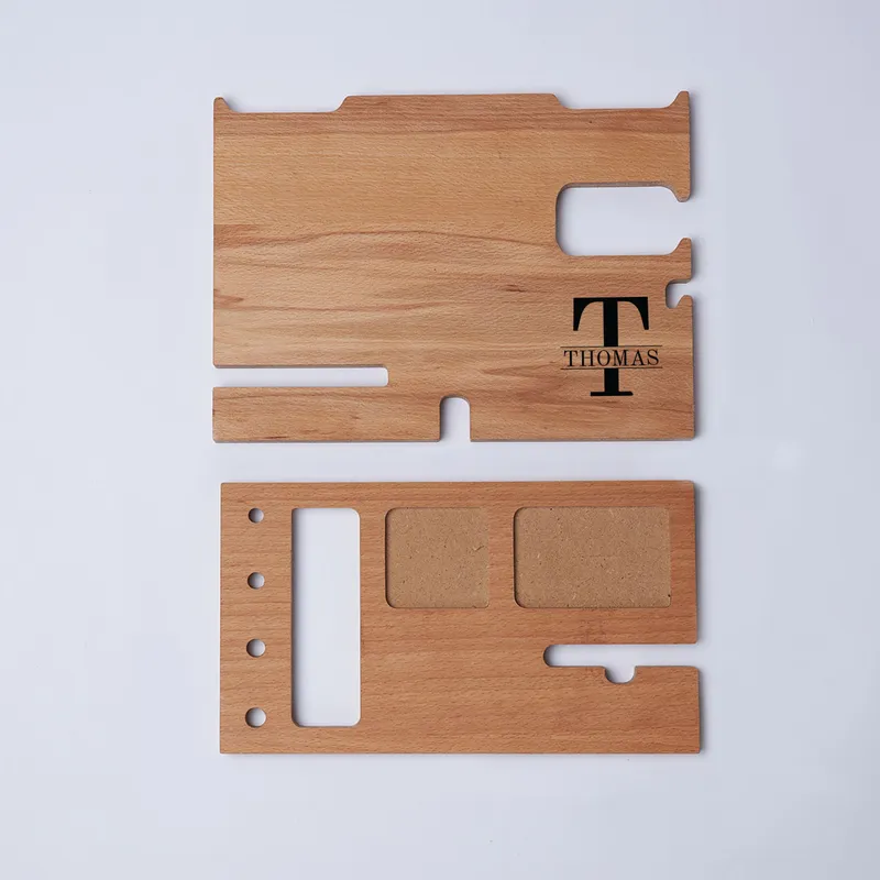 Initial Monogram Designed Wooden Desk Organizer