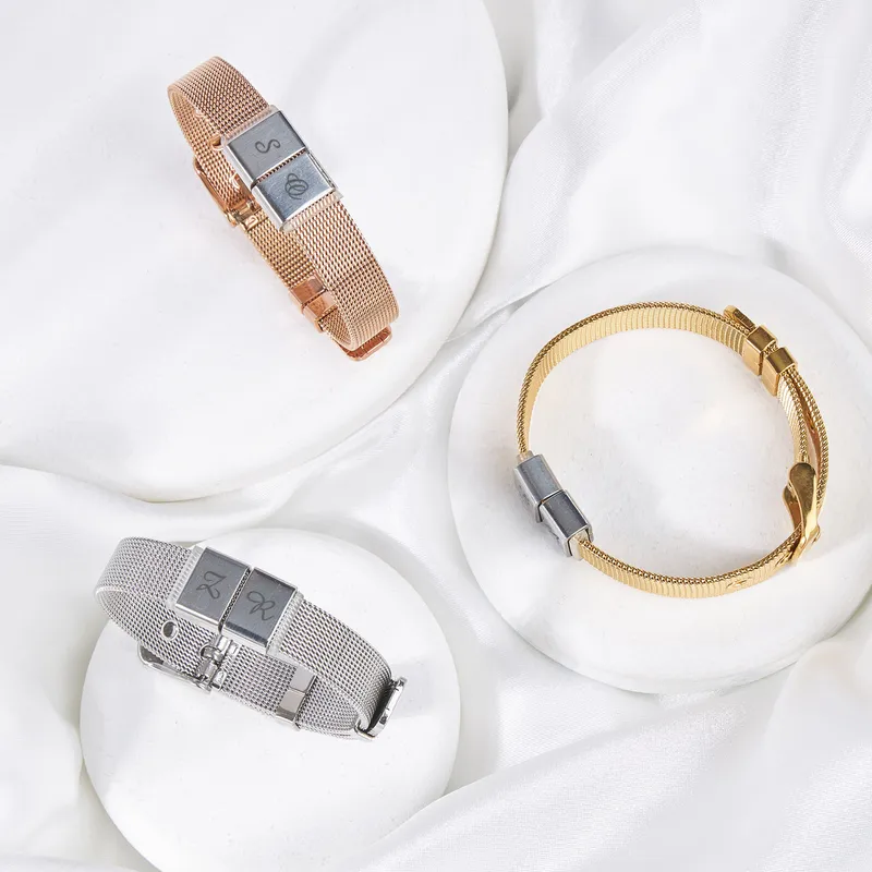 Personalised Initial Steel Mesh Bracelet for Her