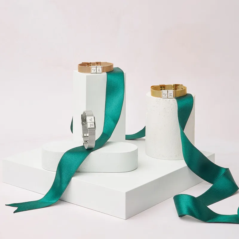 Personalised Initial Steel Mesh Bracelet for Her