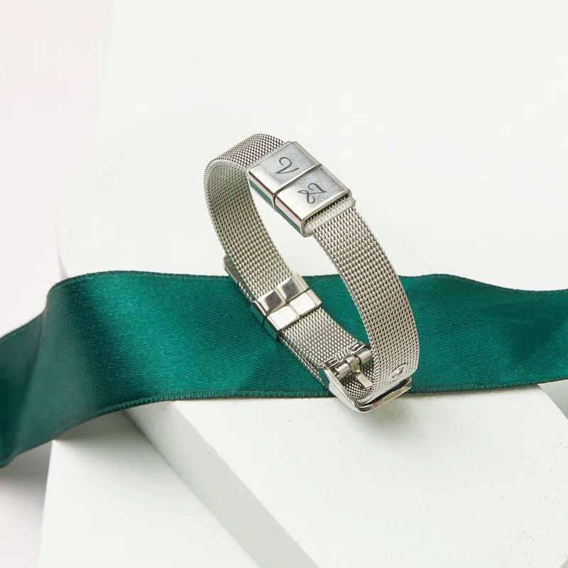 Personalised Initial Steel Mesh Bracelet for Her