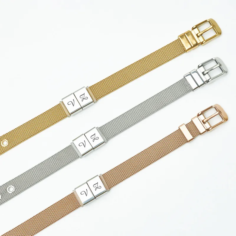 Personalised Initial Steel Mesh Bracelet for Her