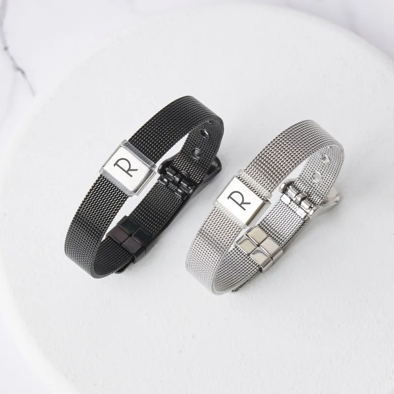 Initials Personalized Steel Mesh Men's Bracelet