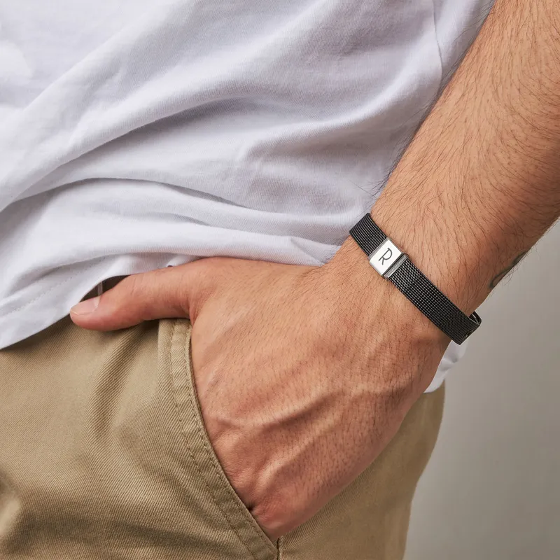 Initials Personalized Steel Mesh Men's Bracelet