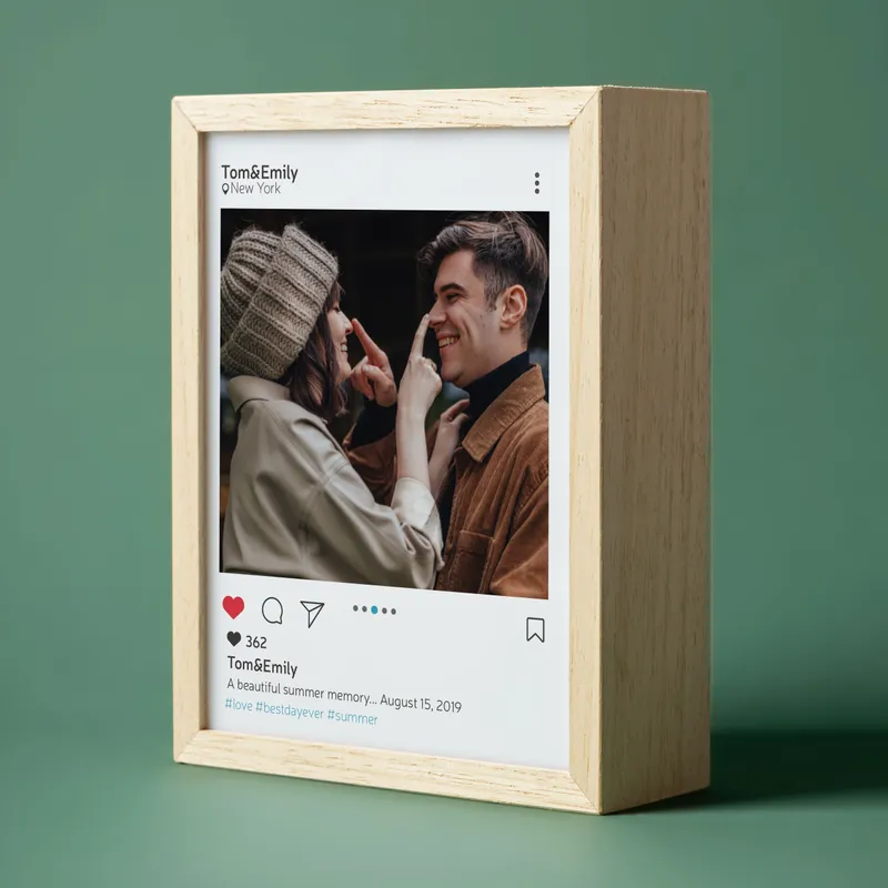 Instagram Themed Personalized Photo Printed Wooden Lamp Box
