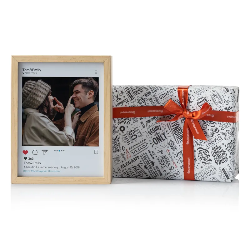 Instagram Themed Personalized Photo Printed Wooden Lamp Box