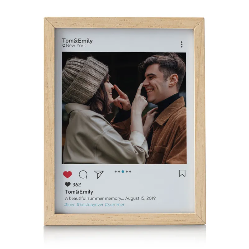 Instagram Themed Personalized Photo Printed Wooden Lamp Box