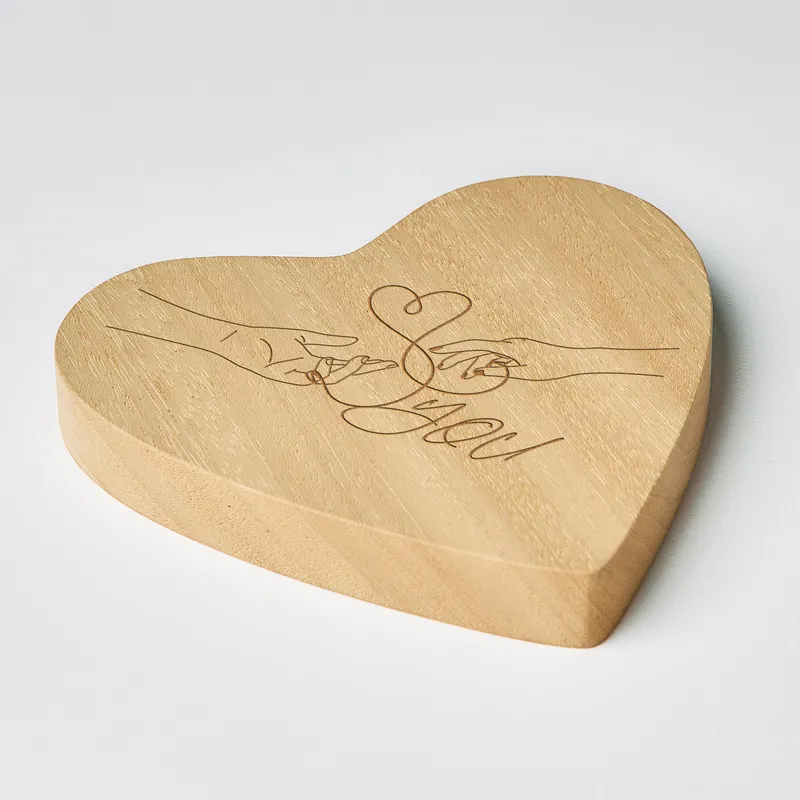 Interlocking Hands Wooden Heart Decor for Romantic Occasions