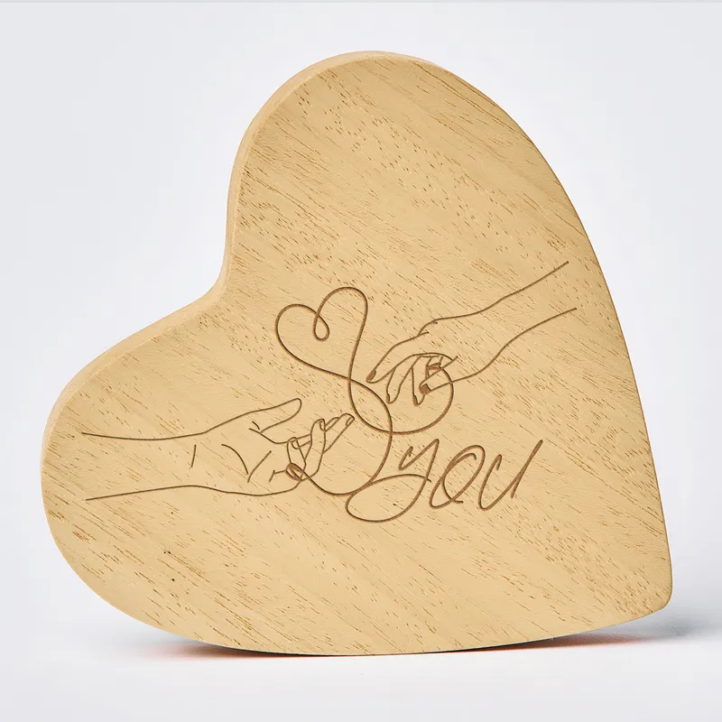 Interlocking Hands Wooden Heart Decor for Romantic Occasions