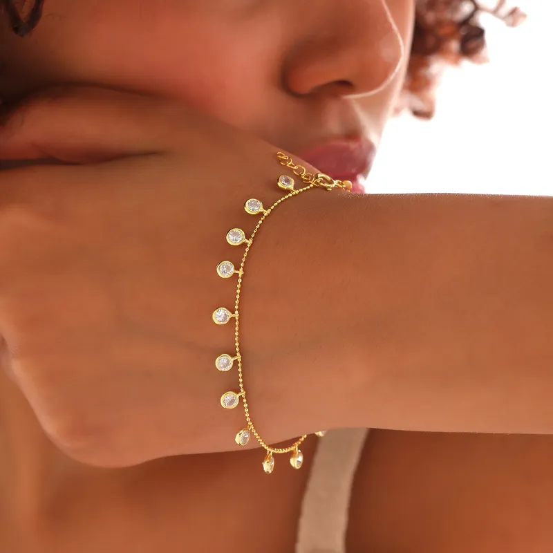 Italian Chain Bracelet with Zirconia Stones