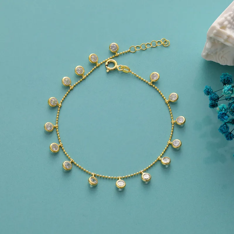 Italian Chain Bracelet with Zirconia Stones