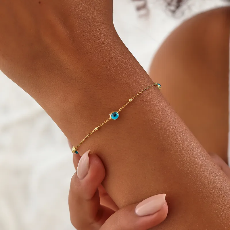 Italian Chain Evil Eye Bracelet in Sterling Silver